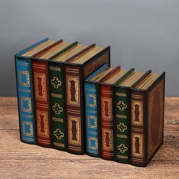 10 Rinkinius(10L+10S) Retro talpinimo rekvizitai mediniai suklastotas knygas, namų biuro apdailos, modelis, modeliavimas knygos papuošalų laikymo dėžutė