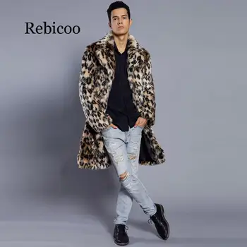 2019 m. rudens ir žiemos naujų Europos ir Amerikos leopardo spalvos dirbtinis kailis vyrų kostiumas apykaklės, apykaklės kailis populiarus šiltas kailis mal