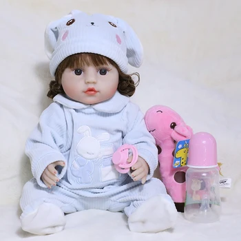 45CM Rabbit Stiliaus Reborn Baby Lėlės Mielas Žaislai Bebe Atgimsta Bamblys viso Kūno Silikono Naujas Gimęs Kūdikis Merginų Dovanos Lėlės Priedai