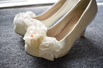 8CM aukšti kulniukai gėlės, vestuvių bateliai, moteris, ponios mergina baltos gėlės rankų darbo saldžiųjų pokylių siurbliai mokyklos ceremoney suknelė batų
