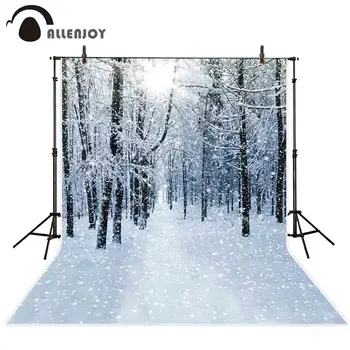 Allenjoy photophone fone fotostudija žiemos sniego, medžių, miškų stebuklų kraštovaizdžio užšaldyti naujagimių fotografijos fonas
