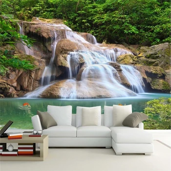 Beibehang Tapetai, freskos užsakymą gyvenimo kambario, miegamasis krioklio vandens turto kraštovaizdžio freskos TV foną, sienos, namo apdailos