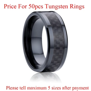 Custom didmeninė gryna juoda anglies pluošto vyrų volframo karbido žiedas 8mm juostos vestuvių