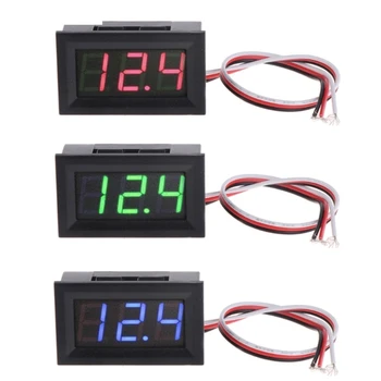 DC 0-40V Mini Digital Voltmeter LED voltmetras Raudona/Mėlyna/Žalia Led 3 Skaitmenų Skaitmeninis Ekranas, Auto Automobilis
