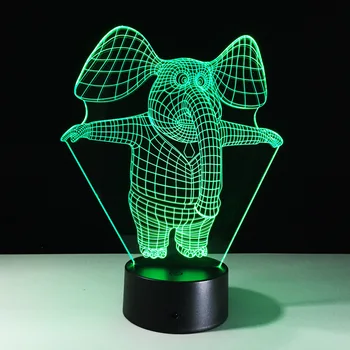 Dramblys 3D Naktį Šviesos diodų (LED) Remote Touch Perjungti 3D Lempa Usb 7 Spalvų Keitimas Akrilo Gyvūnų Stalas Stalo Lempa Kūrybiniai Žaislai, Dovanos