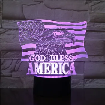 God Bless Amerika Baby LED Nakties Šviesos Vėliavos Amerikos Patriotinė Daina Miegamojo Puošimas Lempos Vaikų Vaikai naktinė lempa Pateikti Stalo Lempa