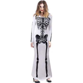 Helovyno cosplay kostiumas Seksualus moterų Suknelė su Skeleto Modelis Mados Lady kostiumas Partywear Ilga Suknelė