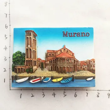 Italija krištolo ir stiklo, Murano salos turistų suvenyrų orientyras pastatas magnetiniai lipdukai