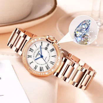 KARNAVALAS Prekės ženklo Moterų Laikrodžiai Ponios Prabangos Vandeniui Rose Aukso Apyrankę Suknelė Kvarcinis Laikrodis Laikrodis Moteris Reloj Mujer