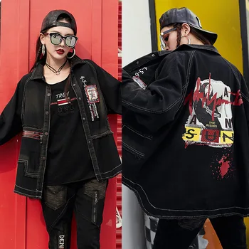 Max LuLu 2019 Prabanga Korėjos Stiliaus Ponios Punk Streetwear Moterų Juodos Džinsinio Striukė Mujer Chaquetas Moterų Spausdinti Kailis Plius Dydis