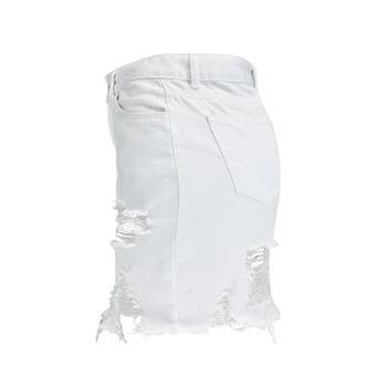 Naujas Aukšto juosmens džinsai moterų sijonas maišelį klubo sijonas baltas nusidėvi kutas pavasarį ir vasarą populiarus laukinių seksualus sijonas K005