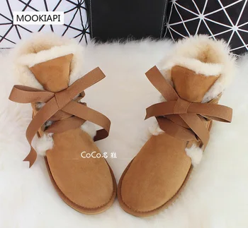 Naujas žiemos 2019 storesnis, šiltas ir ski-įrodymas, medvilnės Batai Pririšti su lyguma batai ir moteriški kailiniai-in-one trumpi batai