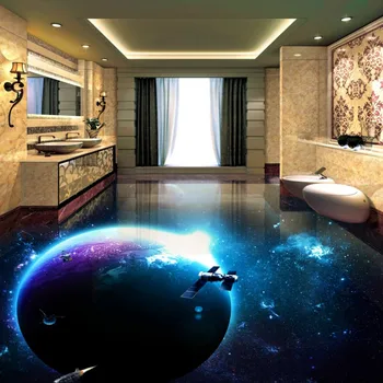 Nemokamas pristatymas custom grindys 3d vonios kambarį tapetai Kosminės vandeniui sutirštės namų puošybai grindų sieniniai