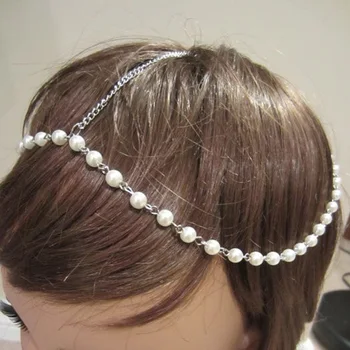 Nuotakos Galvą, Grandinės, Grandinės Vinjetė Kaktos Grupė Art Deco imitacija, perlų tiara kaktos grandinės Boho vinjetė papuošalai