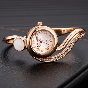 Žiūrėti Moterims 2018 Prabangos Prekės Ponios 18K Auksas Brangakmenio Unikalaus Dizaino, Moterų Kvarciniai Laikrodžiai Bangle Apyrankės Laikrodis zegarek damski