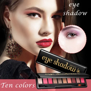 10 Spalvų Paletės Eyeshadow Matinis Kibirkščiuojantis Natūraliai Ilgai Trunkantys Ne Smudging Akių šešėliai MH88