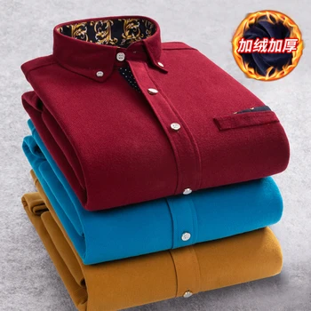 2020 Naujas Velvetas marškinėliai ilgomis rankovėmis žiemą reguliariai fit vyriški laisvalaikio marškinėliai šiltas M~ 5XL vyriški marškiniai