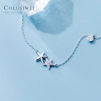 Colusiwei Aišku, CZ Žvaigždžių Starfish Pendant Karoliai Putojantis Choker Karoliai Mados Nekilnojamojo 925 Sterlingas Sidabro Papuošalai Collier