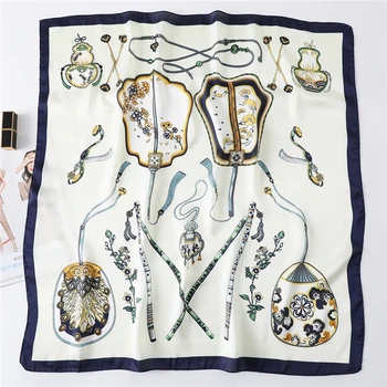 Lady Šilko Skara Aikštėje Plaukų Juosta Aksesuarų Dizaineris Spausdinti Prabanga Moterų Foulard Kaklo Šalikai Vasaros Lankelis Kerchief Kaklaraištis