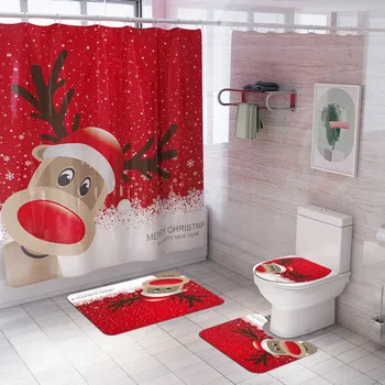 2021 Santa Claus Briedžių Spausdinti Užuolaidos Vonios Tualeto Sėdynės Pagalvėlės Kalėdų Dekoracijas Namuose Naujųjų Metų Papuošimai Kalėdų Dovana