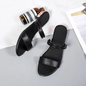 2021 vasaros naują stilių storas kulnas apvalios galvos plonas dirželis dvi-dėvėti sandalai moteriška laukinių pasakų stiliaus sandalai ir šlepetės X716