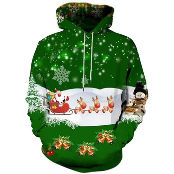 Kalėdų džemperis 3D atspausdintas megztinis Didelis Sniego skaitmeninis spausdinimas karšto pardavimui laisvi gobtuvu palaidinukė pora megztinis