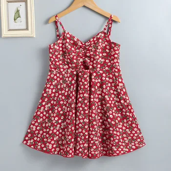 Karšto pardavimo gana mados mergaičių vest spausdinti raudona vasaros suknelė ins stiliaus vaikams, kūdikių suknelė