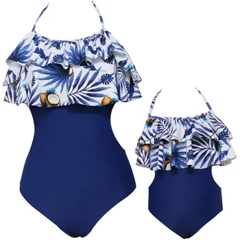 Mamytė ir Man maudymosi maudymosi kostiumėlį, Seksualus Vasaros Gėlių apynasrio Monokinis vientisi maudymosi kostiumėliai, bikini paplūdimys raukiniai mama mergaitės atostogų 2019