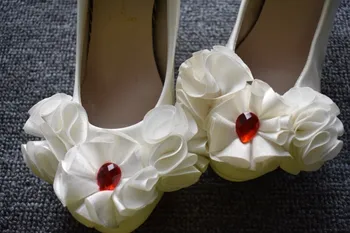 8CM aukšti kulniukai gėlės, vestuvių bateliai, moteris, ponios mergina baltos gėlės rankų darbo saldžiųjų pokylių siurbliai mokyklos ceremoney suknelė batų