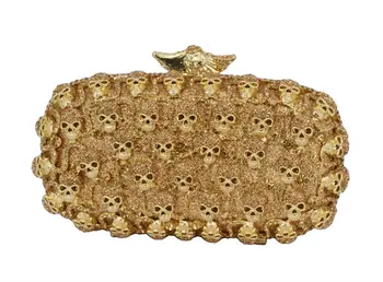 Aukso Kaukolė moterų Prabangūs Krištolo Vakare Maišelį Pilka Šviečia Pokylių Maišelį Deimantų Prom Šalies Rankinėje kalnų krištolas Sankabos Krepšys 88154
