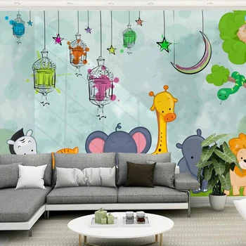 Milofi užsakymą 3D tapetai, freskos modernus minimalistinio animacinių filmų gyvūnų pasaulio vaikų kambario foną tapetai sienų apdaila