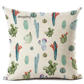 Minkšta pagalvėlė Tropinių Augalų Kaktusas Medvilnės Skalbiniai Dekoratyvinis Užvalkalas Kaktusas Pagalvės užvalkalą Dangtis