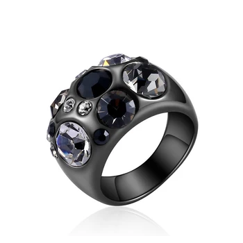 Naujas mados cirkonis žiedai lydinio juoda paprasta akrilo žiedas moterų mados pora akrilo žiedai, papuošalai, dovana draugei