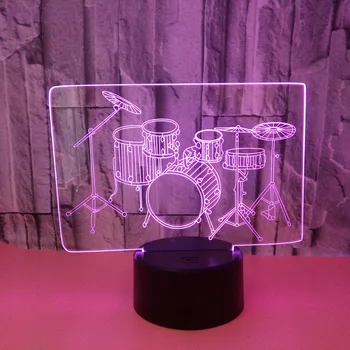 Naujos Rūšies Rėmo Būgnu 3d naktinė lempa Septynių spalvų Touch Led Vaizdo Stalo Lempos Dovana Atmosferą 3d Led Stalo Lempa