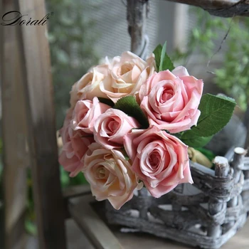 Spalvinga Rose, turintis gėlių Vestuvių Nuotakos Puokštė Šilko Dekoratyvių Gėlių Dekoras bijūnas Gėlių