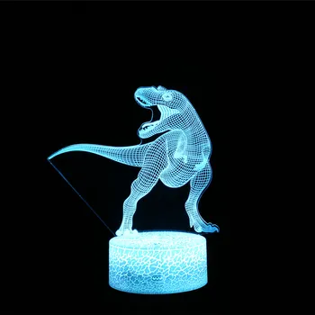 2019 Naujų Dinozaurų Šviesos diodų (LED 3D Apšviesti Lempa Optinio Stalo Naktį Šviesa, Su 7 Spalvų Keitimas Kūrybos Miegamasis LED Gyvūnų Lempos