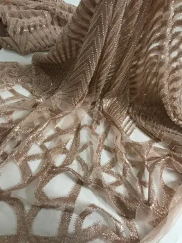 JIANXI.C-11634 siuvinėjimo tiulio, nėrinių audinys, karoliukai vestuvių suknelė aukščiausios kokybės Afrikos zawalcowany net nėrinių audinys