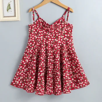 Karšto pardavimo gana mados mergaičių vest spausdinti raudona vasaros suknelė ins stiliaus vaikams, kūdikių suknelė