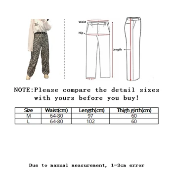 Vangull Derliaus leopard kelnės moteriška Harajuku Streetwear mados prarasti atsitiktinis kelnės Didelio juosmens pločio kojų Medvilnės Tiesios kelnės