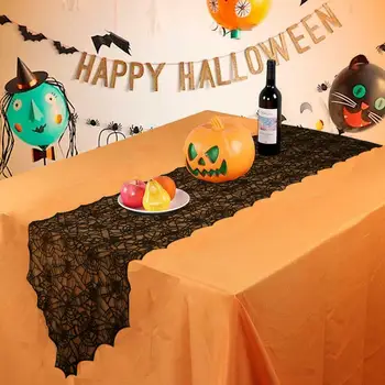 2019 Helovinas Haunted House Gotikos Juoda NĖRINIŲ voratinklyje staltiesė Stalo Dangtis Užuolaidos Šaliai Dekoro