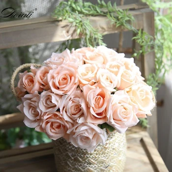 Spalvinga Rose, turintis gėlių Vestuvių Nuotakos Puokštė Šilko Dekoratyvių Gėlių Dekoras bijūnas Gėlių