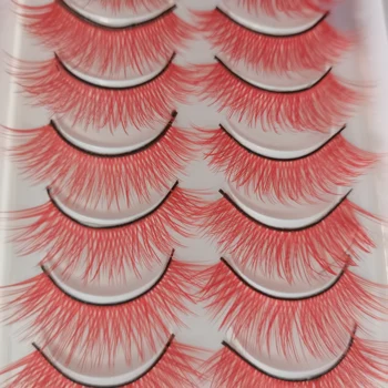 10 porų 3D Dirbtiniais Mink Plaukų Netikrų Blakstienų Raudona Dramos Tūris Netikrą Blakstienas, Makiažas, Blakstienų Pratęsimo Silk Blakstienos