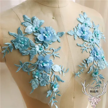 1Pair(2Pieces) 10Colors Naujienos 3D nagų granulių gėlių vestuvių suknelė nėrinių aksesuarų, rankų darbo 