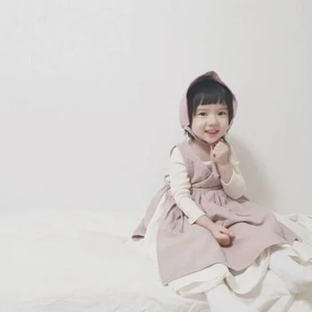 2020 Naujų Korėjos Japonija Stiliaus Vasaros Mažylis Mielas Princesė Suknelė Lino Medvilnės Atsitiktinis Mados Drabužiai, Kūdikių Mergaitės Suknelė
