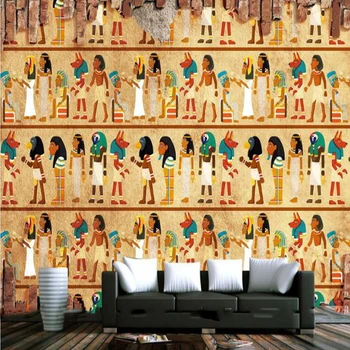 Custom sienų tapetai, 3D senovės Egiptiečių klanas kultūros 3d didelės freskos abstrakčios gyvenimo kambario, miegamasis fono sienos popieriaus retro