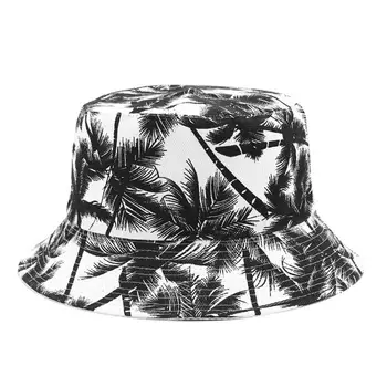 Dvi Pusės Grįžtamasis Kokoso Medžio Kibiro Kepurę Unisex Spausdinimo Hip-Hop Kepurės Moterims, Vyrams, Panama Kepurė Vasaros Skrybėlę Žvejys