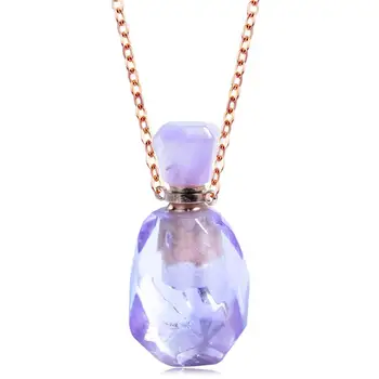 EUDORA violetinė Crystal clear CZ eterinis Aliejus Kvepalų Buteliuko Karoliai Pakabukas Nerūdijančio Plieno 