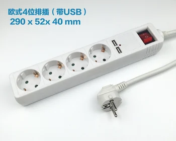 Euro 4 Maitinimo filtras, 2 greito įkrovimo USB jungtys ir išplėtimo lizdas 4
