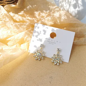HHSPPF XY Aukštos klasės Prabangus Elegantiškas Blizga Kristalų Sun flower Pendant Auskarai korėjos Versija Perdėtas Moterų Jewelr