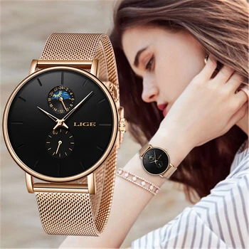 LIGE Naujų Moterų, Prabangos Prekės ženklo Žiūrėti Paprastas Kvarcas Lady Vandeniui Laikrodis Moterų Mados Atsitiktinis Laikrodžiai Laikrodis reloj mujer 2020 m.